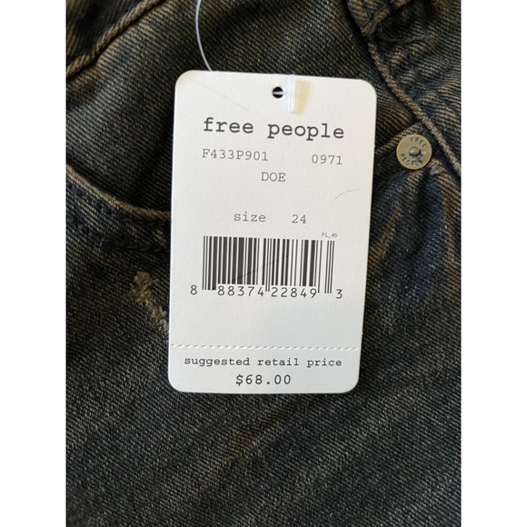 NWT Free People Dark Wash Runaway Slouch Button Fly Cut Off Denim Shorts… - Picture 4 of 12